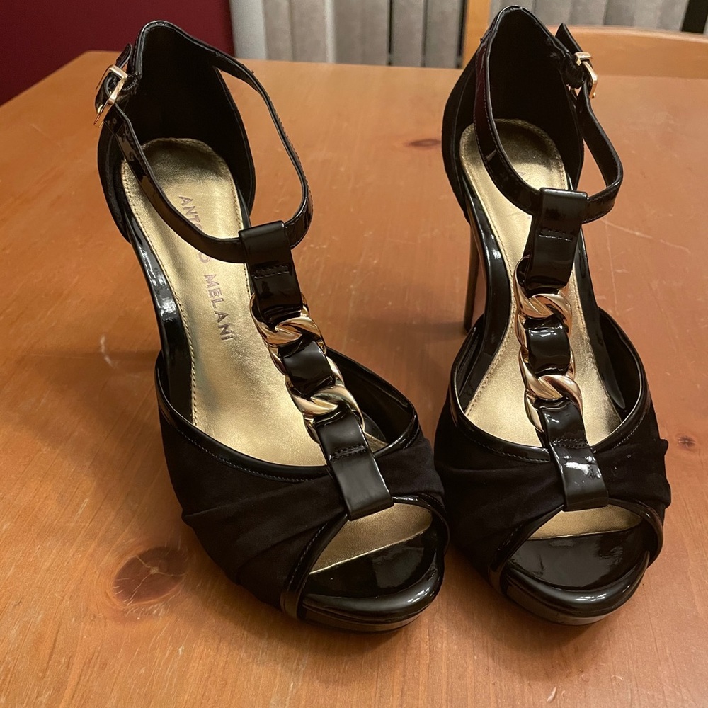 Antonio Melani Black Peep Toe Pumps Size 6M